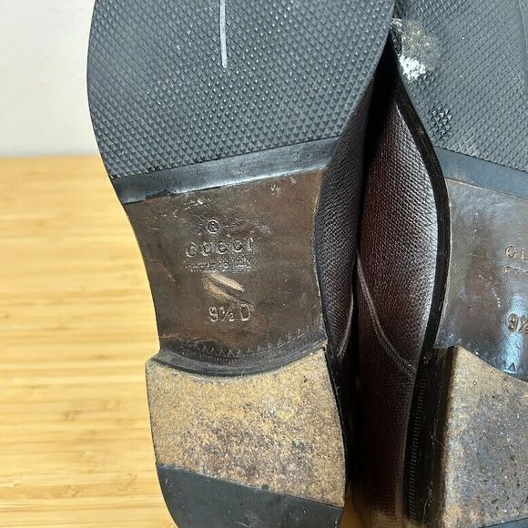 Gucci Double Monk Strap Mens Dress Shoes 9.5 Brown Pebbled Leather - Picture 15 of 15